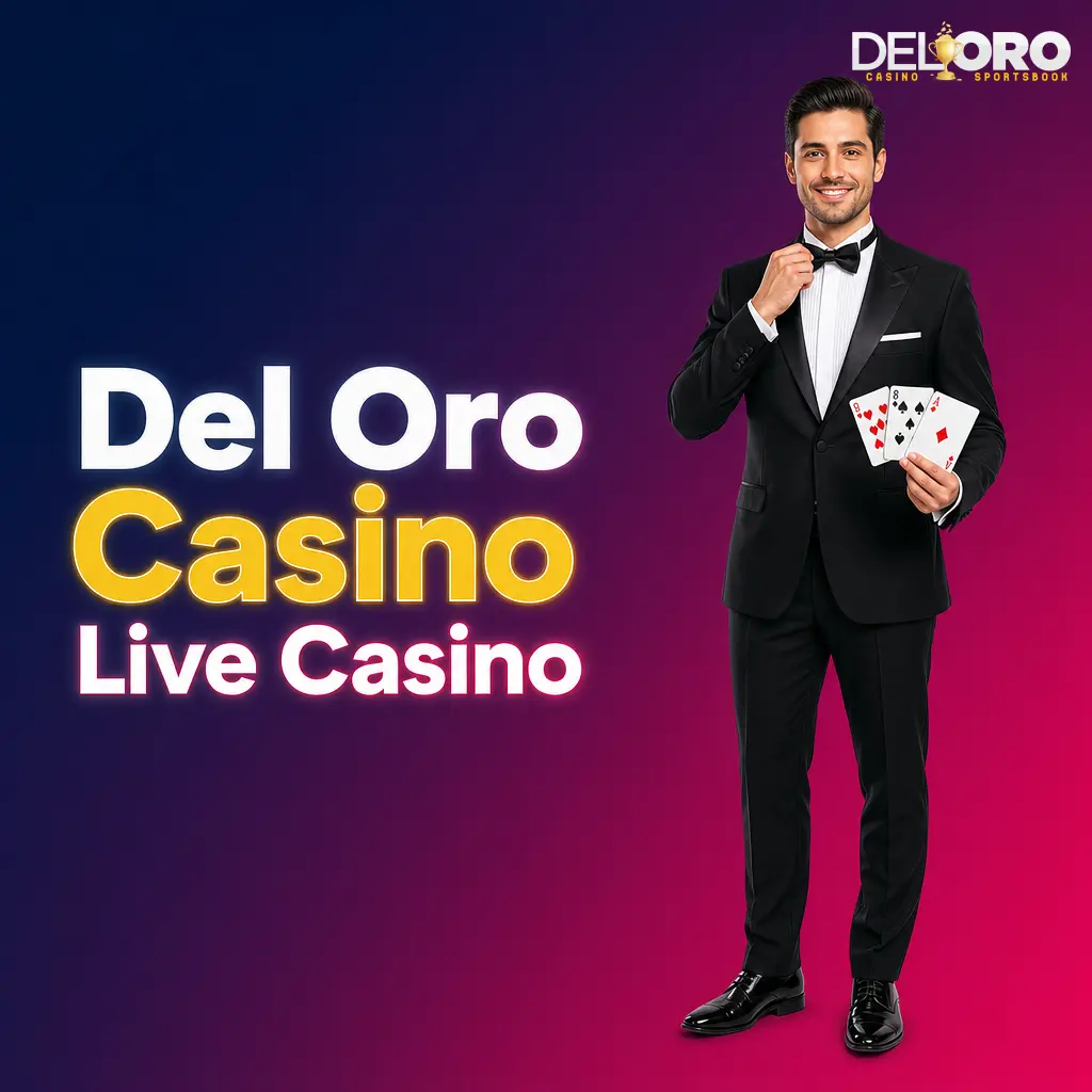 Del Oro Casino live casino tables with human dealers for blackjack, roulette, baccarat, Hold’em and game shows