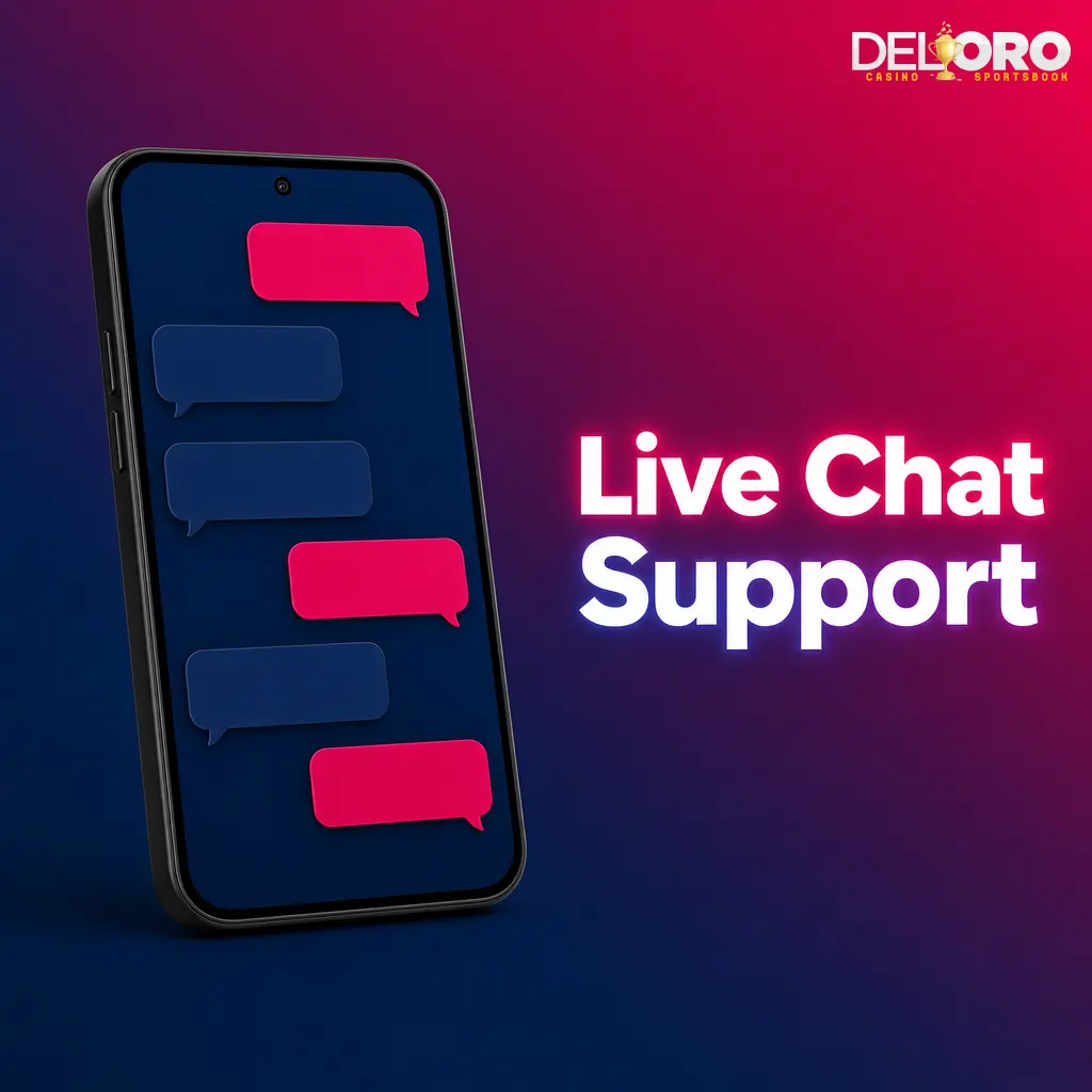 Del Oro Casino live chat support for account, payment, bonus, and game questions through the Help Centre