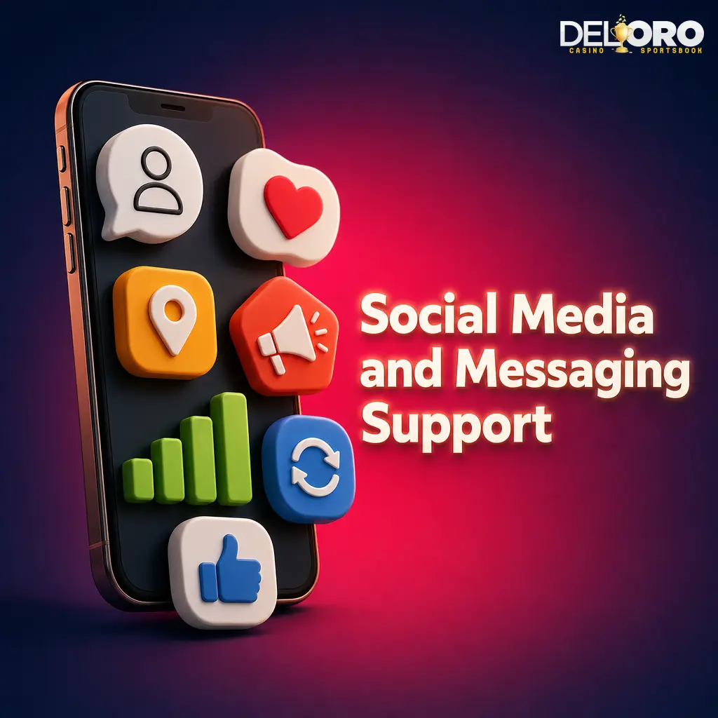 Social media messaging support icons with privacy reminders for safe customer contact routing