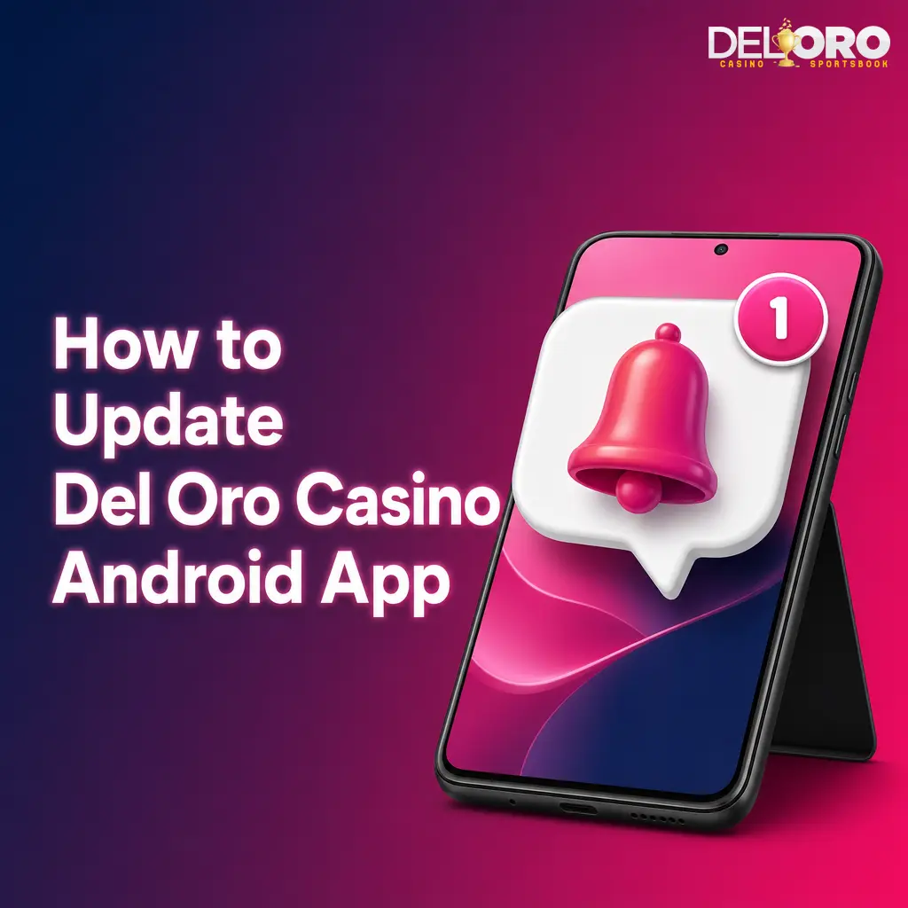 Android phone showing Del Oro Casino app update steps and APK download button